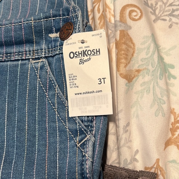 OshKosh B’Gosh Toddler Girl’s Rainbow striped bibed overhauls NWT Size 3 - Picture 3 of 5